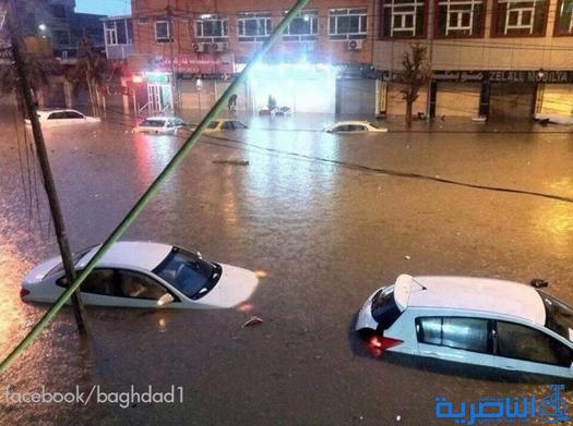 بالصور : فيضانات اربيل تلتهم السيارات بمن فيها وتعطل المؤسسات الحكومية