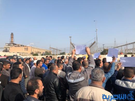 الناصرية :موظفو الطاقة الحرارية يتظاهرون لزيادة مخصصاتهم المالية - تقرير مصور -
