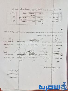 مكتب البرلمان في ذي قار يوزع الجمعة تعويضات مالية للمتضررين من الامطار – قوائم بالاسماء –