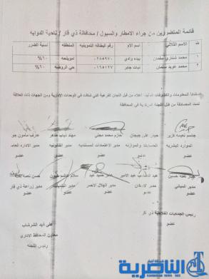 مكتب البرلمان في ذي قار يوزع الجمعة تعويضات مالية للمتضررين من الامطار – قوائم بالاسماء –