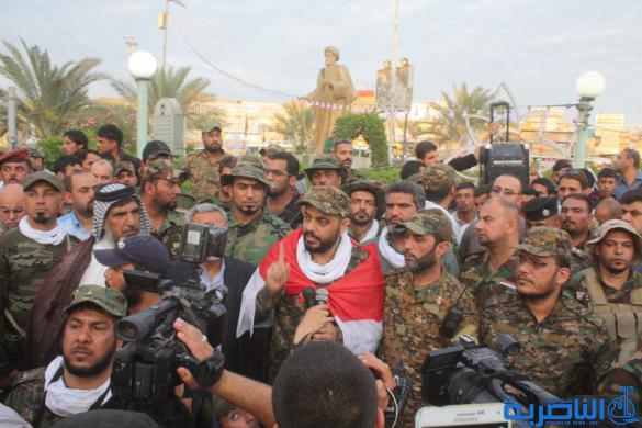 الخزعلي من الناصرية : ذي قار صنعت الانتصار في تكريت، وآن لهم ان يحتفلوا بالنصر- تقرير مصور -