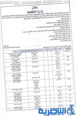 الاعلان عن خمسة درجات وظيفية في دائرة احصاء ذي قار 