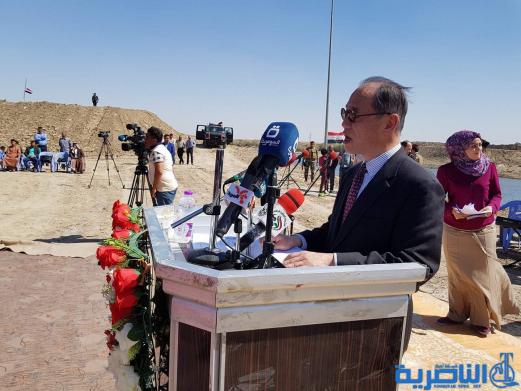 السفير الياباني يفتتح محطة ضخ مبزل شرق الغراف الممولة من القرض الياباني