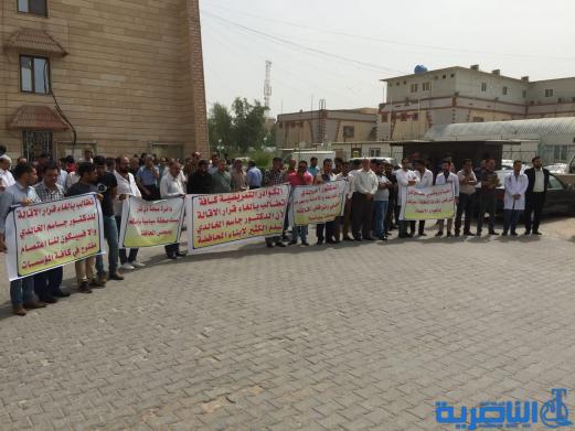 وقفة احتجاجية للكوادر الطبية في ذي قار رفضا لاقالة مدير الصحة - تقرير مصور -
