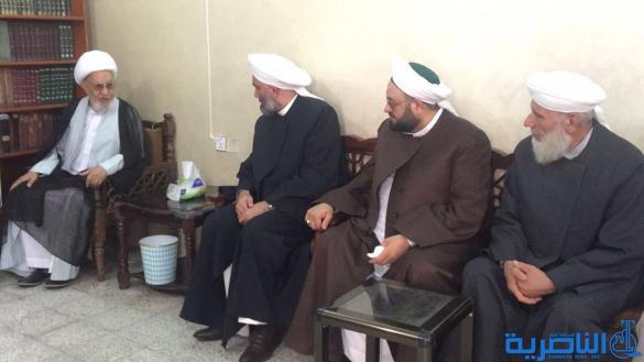 اية الله الشيخ الناصري يستقبل الشيخ الملا رئيس علماء السنة في الجنوب - تقرير مصور - 