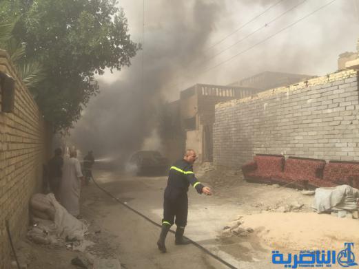 بالصور :حريق مجهول المصدر يلتهم ثلاث سيارات ومنزلين اثنين في الناصرية