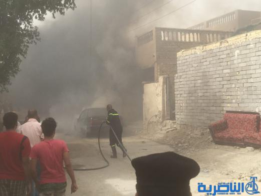 بالصور :حريق مجهول المصدر يلتهم ثلاث سيارات ومنزلين اثنين في الناصرية