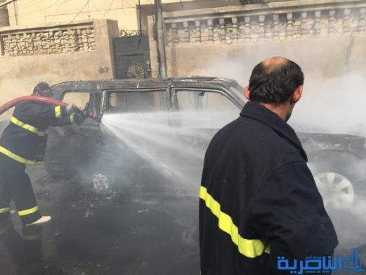 بالصور :حريق مجهول المصدر يلتهم ثلاث سيارات ومنزلين اثنين في الناصرية