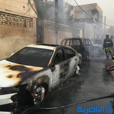 بالصور :حريق مجهول المصدر يلتهم ثلاث سيارات ومنزلين اثنين في الناصرية