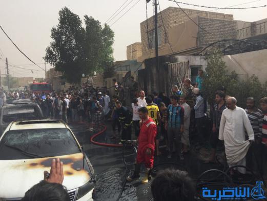 بالصور :حريق مجهول المصدر يلتهم ثلاث سيارات ومنزلين اثنين في الناصرية