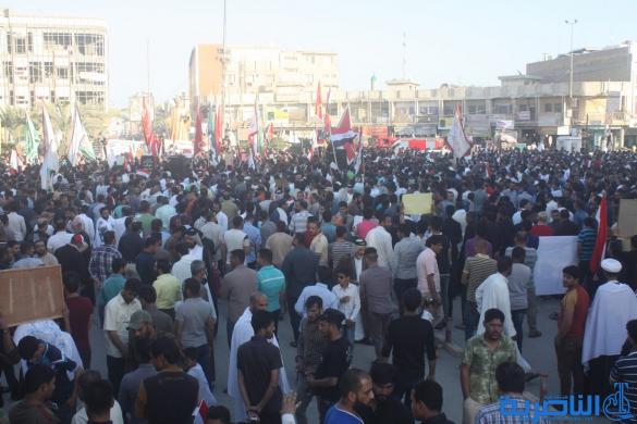بالصور:الصدريون يتظاهرون وسط الناصرية تنديدا بتهديد الصدر 