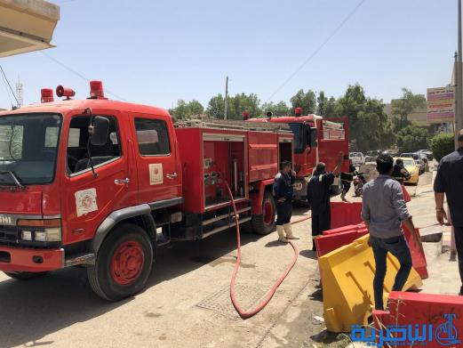 بالصور:اندلاع حريق في الطابق العلوي لدائرة قسم التقاعد والضمان الاجتماعي
