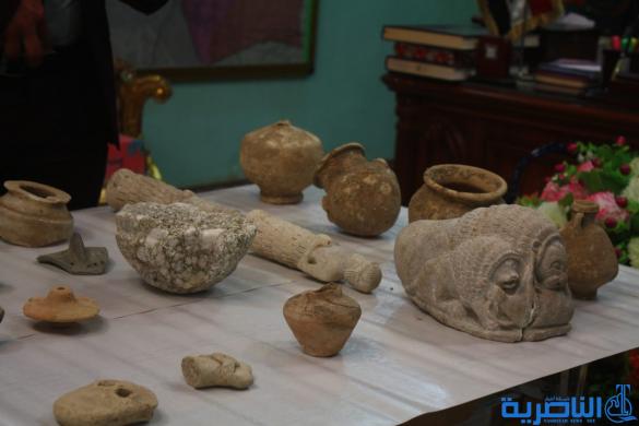 مواطن يرشد الشرطة الى كنز اثري شمال الناصرية - تقرير مصور -