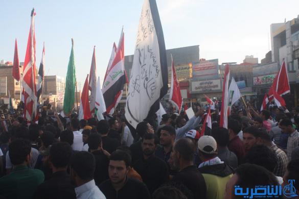 بالصور:الصدريون يتظاهرون وسط الناصرية تنديدا بتهديد الصدر 