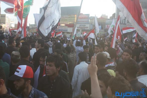 بالصور:الصدريون يتظاهرون وسط الناصرية تنديدا بتهديد الصدر 