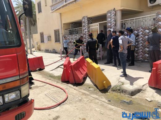 بالصور:اندلاع حريق في الطابق العلوي لدائرة قسم التقاعد والضمان الاجتماعي