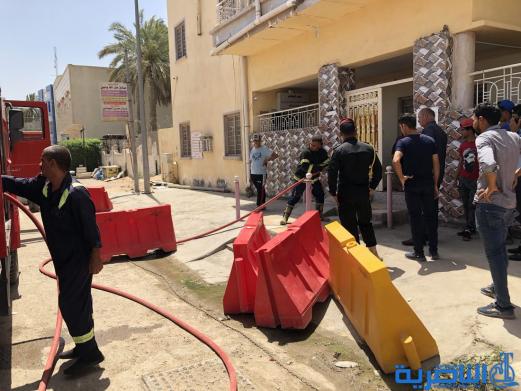 بالصور:اندلاع حريق في الطابق العلوي لدائرة قسم التقاعد والضمان الاجتماعي