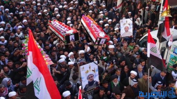 بالصور:الحوزة العلمية تشيع ابن الناصرية الشهيد الشيخ طعمة المرشدي ورفاقه البررة