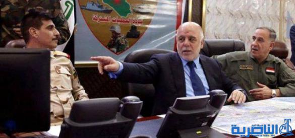 العبادي يعلن من مقر العمليات المشتركة عن قرب زف بشرى تحرير الأنبار