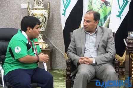 محافظ ذي قار يكرم بطل العالم بألعاب القوى لذوي الاحتياجات الخاصة